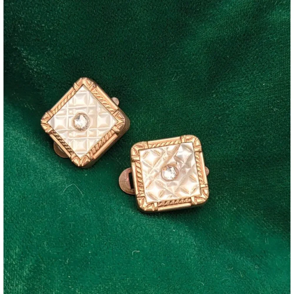 Antique 1884 Patent Mother of Pearl Cufflinks Gold Filled Victorian